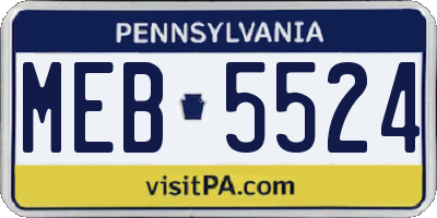 PA license plate MEB5524