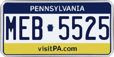 PA license plate MEB5525