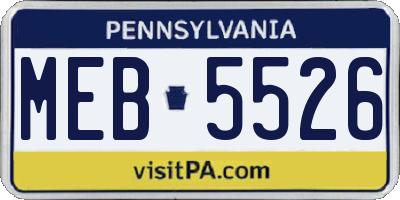 PA license plate MEB5526