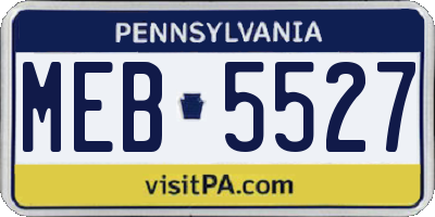 PA license plate MEB5527