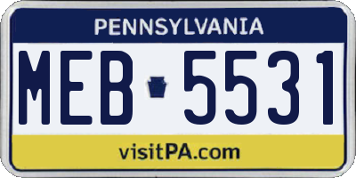 PA license plate MEB5531