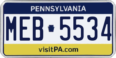 PA license plate MEB5534