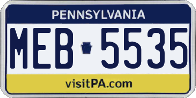 PA license plate MEB5535
