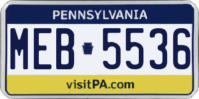 PA license plate MEB5536