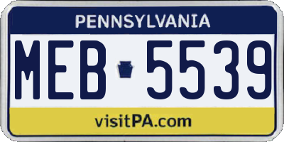 PA license plate MEB5539
