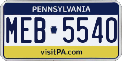 PA license plate MEB5540