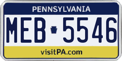 PA license plate MEB5546