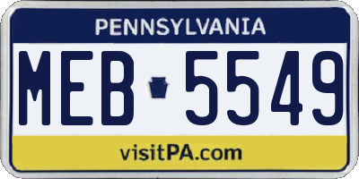 PA license plate MEB5549