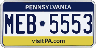 PA license plate MEB5553