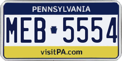 PA license plate MEB5554
