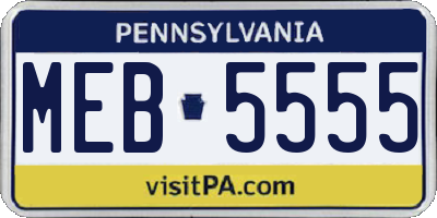 PA license plate MEB5555