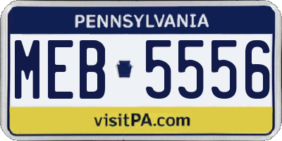 PA license plate MEB5556