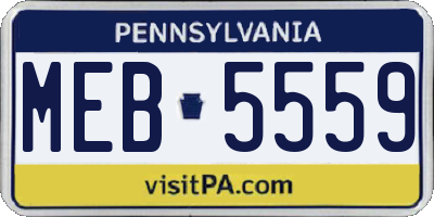 PA license plate MEB5559
