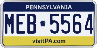 PA license plate MEB5564
