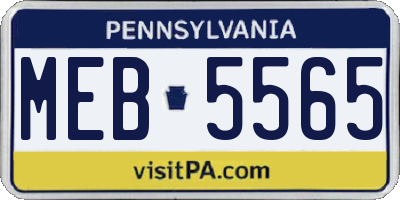 PA license plate MEB5565