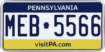 PA license plate MEB5566