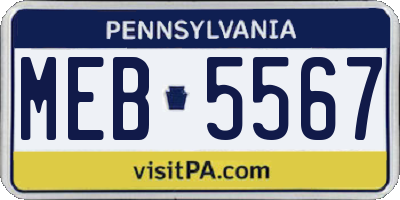 PA license plate MEB5567