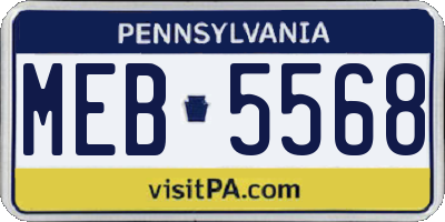 PA license plate MEB5568