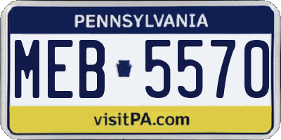 PA license plate MEB5570