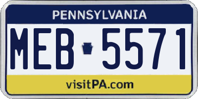 PA license plate MEB5571