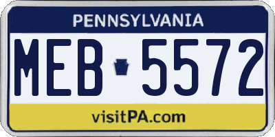 PA license plate MEB5572
