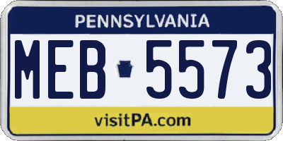 PA license plate MEB5573