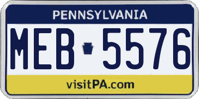 PA license plate MEB5576