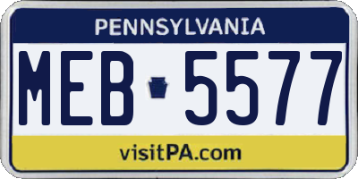 PA license plate MEB5577