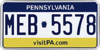 PA license plate MEB5578
