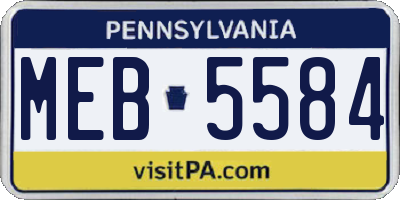 PA license plate MEB5584
