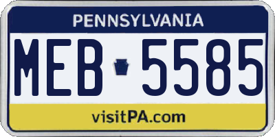 PA license plate MEB5585