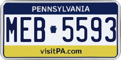 PA license plate MEB5593