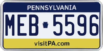 PA license plate MEB5596