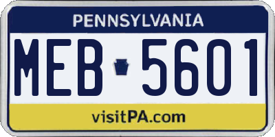 PA license plate MEB5601
