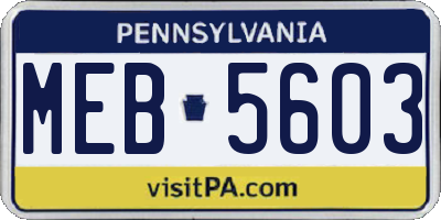 PA license plate MEB5603