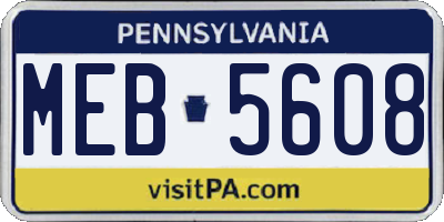 PA license plate MEB5608