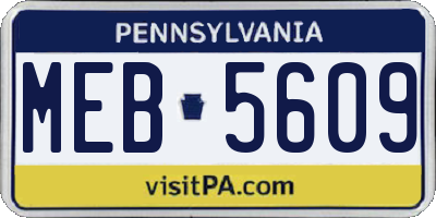 PA license plate MEB5609