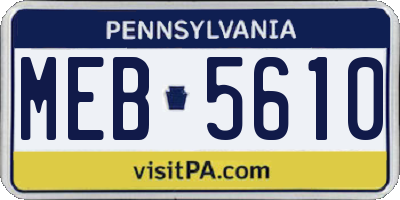 PA license plate MEB5610