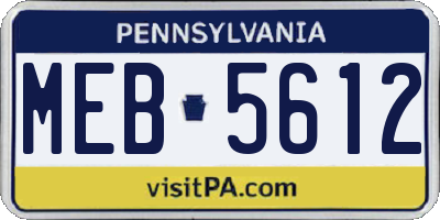 PA license plate MEB5612