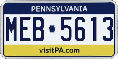 PA license plate MEB5613
