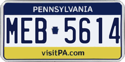 PA license plate MEB5614