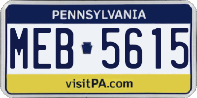 PA license plate MEB5615