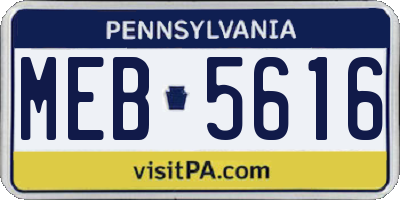 PA license plate MEB5616