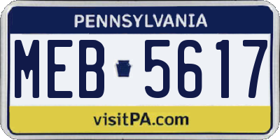 PA license plate MEB5617