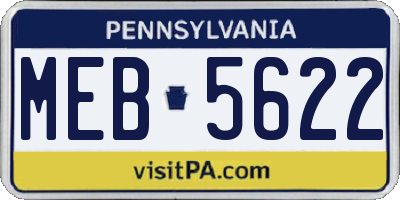 PA license plate MEB5622