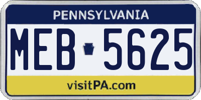 PA license plate MEB5625
