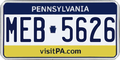 PA license plate MEB5626