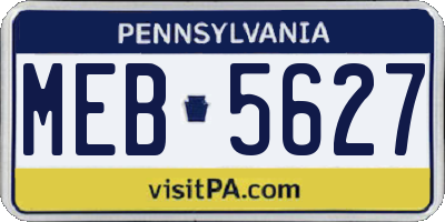PA license plate MEB5627