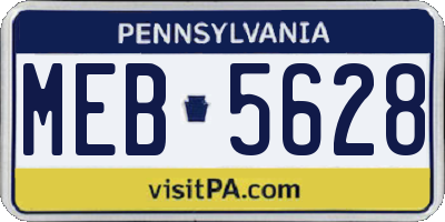 PA license plate MEB5628