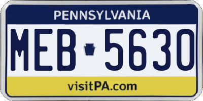 PA license plate MEB5630